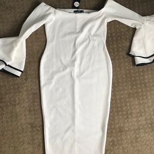 Fleur off shoulder flared sleeve midi dress -